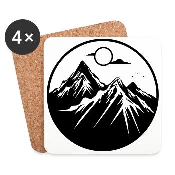 Montagnes Nature Montagnes Silhouette - Dessous de verre (lot de 4) - blanc - Devant