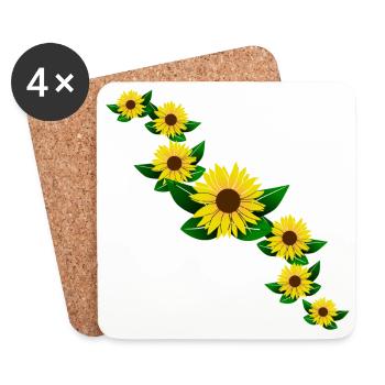 Sonnenblumen gelb Sonnenblumenmuster Blüte floral - Untersetzer (4er-Set) - Weiß - Vorne