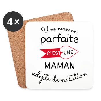maman parfaite c est une maman adepte de natation - Dessous de verre (lot de 4) - blanc - Devant