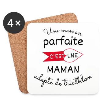maman parfaite, maman adepte de triathlon - Dessous de verre (lot de 4) - blanc - Devant