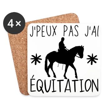 J Peux pas j ai équitation - Dessous de verre (lot de 4) - blanc - Devant
