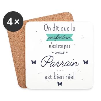 Parrain est bien réel - Dessous de verre (lot de 4) - blanc - Devant