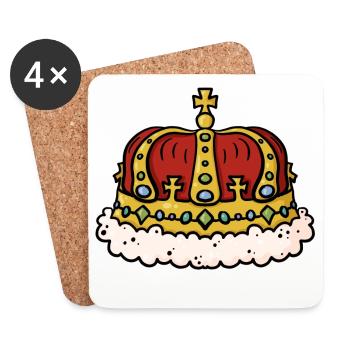 Crown King Queen - Gift Idea Royal Crown - Coasters (set of 4) - white - Front