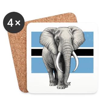 Elephant flag of Botswana - Coasters (set of 4) - white - Front