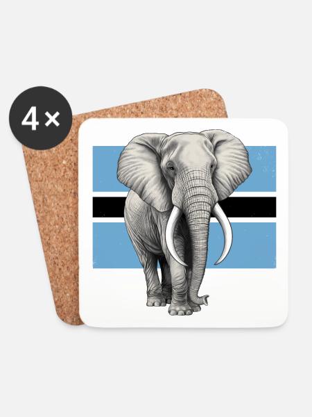 Elefant Flagge von Botswana - Untersetzer (4er-Set) - Weiß