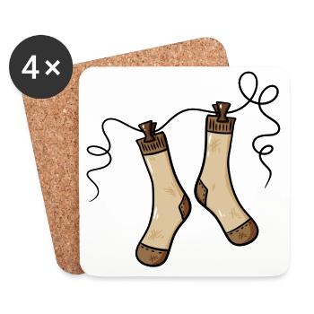 Socks lingerie gift idea - lazy sock on leash - Coasters (set of 4) - white - Front