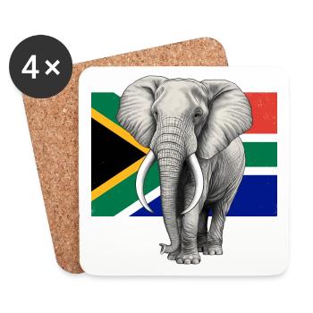 Elephant flag of South Africa - Coasters (set of 4) - white - Front