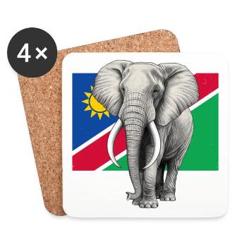 Elephant flag of Namibia - Coasters (set of 4) - white - Front