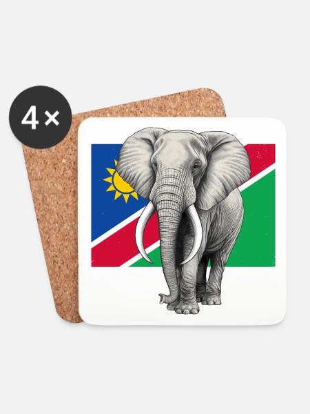 Elefant Flagge von Namibia - Untersetzer (4er-Set) - Weiß