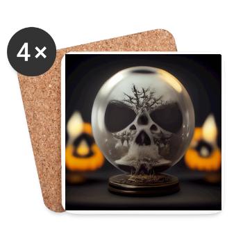 Boule à neige crépitante - Dessous de verre (lot de 4) - blanc - Devant