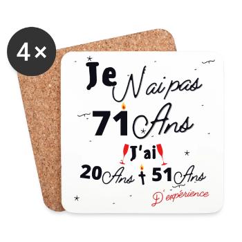 Je n Ai Pas 71 Ans Cadeau d anniversaire - Dessous de verre (lot de 4) - blanc - Devant
