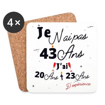 Je n Ai Pas 43 Ans Cadeau d anniversaire - Dessous de verre (lot de 4) - blanc - Devant