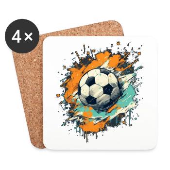 Fußball Ball - Untersetzer (4er-Set) - Weiß - Vorne