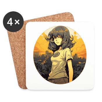 Anime Girl10 - Dessous de verre (lot de 4) - blanc - Devant