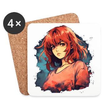 Anime Girl - Dessous de verre (lot de 4) - blanc - Devant