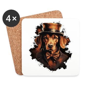 Chien - Dessous de verre (lot de 4) - blanc - Devant