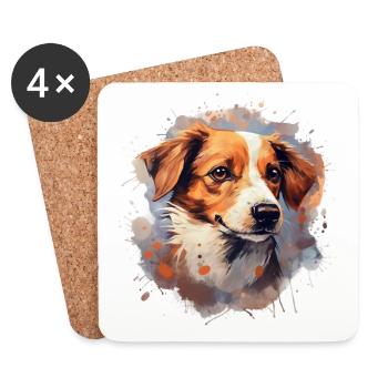 Chien - Dessous de verre (lot de 4) - blanc - Devant