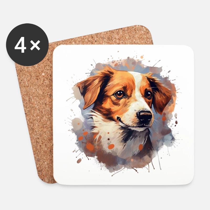 Hund - Untersetzer (4er-Set) - Weiß