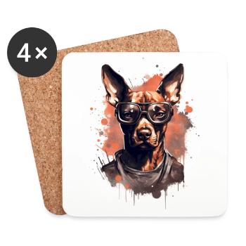 Chien - Dessous de verre (lot de 4) - blanc - Devant