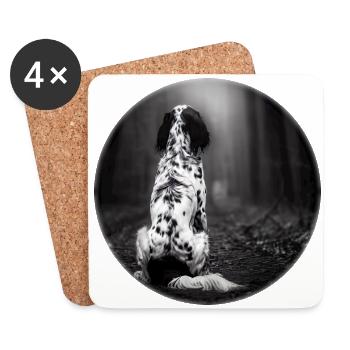 English Setter in the Woods in Black and White - Coasters (set of 4) - white - Front
