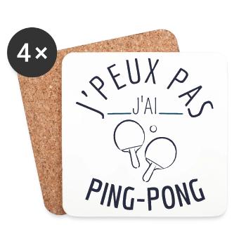 J peux j ai ping pong - Dessous de verre (lot de 4) - blanc - Devant