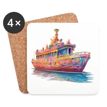 Bateau de rêve Odyssey psychédélique - Dessous de verre (lot de 4) - blanc - Devant