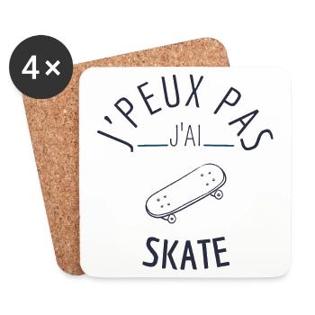 J peux pas j ai skate - Dessous de verre (lot de 4) - blanc - Devant