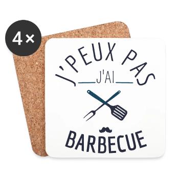 J peux pas j ai barbecue - Dessous de verre (lot de 4) - blanc - Devant