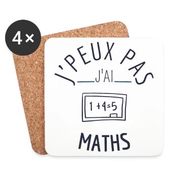 J peux pas j ai maths - Dessous de verre (lot de 4) - blanc - Devant