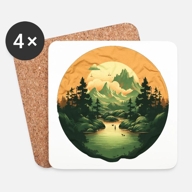 Landschaft - Untersetzer (4er-Set) - Weiß