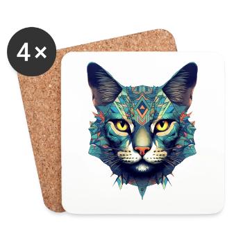 Chat - Dessous de verre (lot de 4) - blanc - Devant