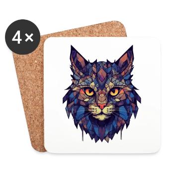 Chat - Dessous de verre (lot de 4) - blanc - Devant