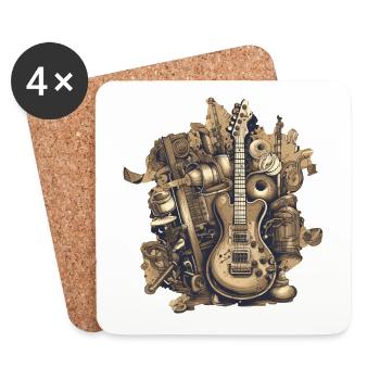 Instruments de musique - Dessous de verre (lot de 4) - blanc - Devant