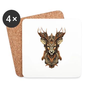 Cerf - Dessous de verre (lot de 4) - blanc - Devant