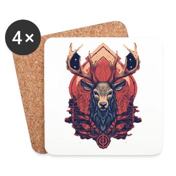 Cerf - Dessous de verre (lot de 4) - blanc - Devant