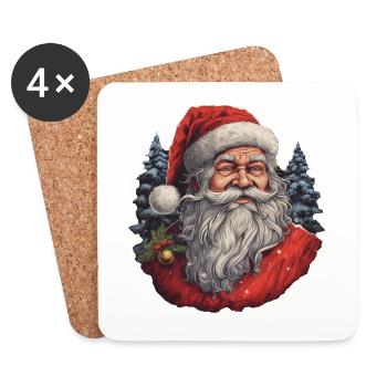 Weihnachtsmann - Untersetzer (4er-Set) - Weiß - Vorne