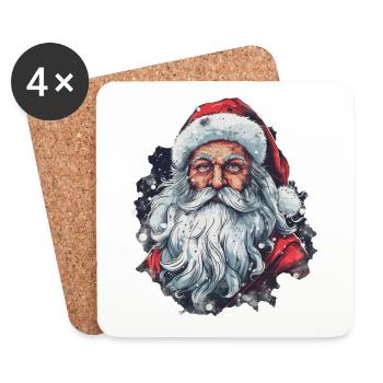 Weihnachtsmann - Untersetzer (4er-Set) - Weiß - Vorne