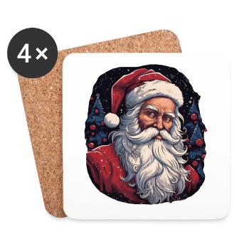 Weihnachtsmann - Untersetzer (4er-Set) - Weiß - Vorne