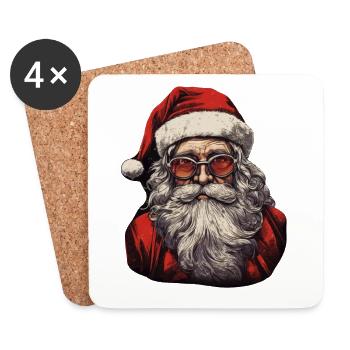 Weihnachtsmann - Untersetzer (4er-Set) - Weiß - Vorne