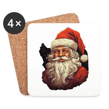 Weihnachtsmann - Untersetzer (4er-Set) - Weiß - Vorne