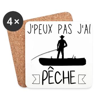 J peux pas j ai Pêche - Dessous de verre (lot de 4) - blanc - Devant