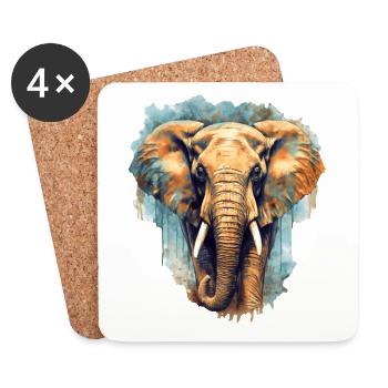 Elephant - Coasters (set of 4) - white - Front