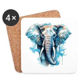 Elefant - Untersetzer (4er-Set) - Weiß - Vorne