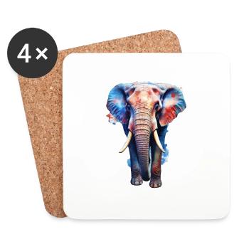 Elefant - Untersetzer (4er-Set) - Weiß - Vorne