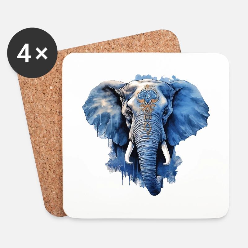 Elefant - Untersetzer (4er-Set) - Weiß