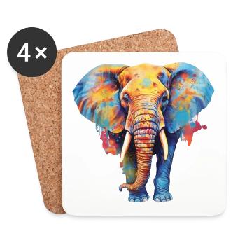 Elefant - Untersetzer (4er-Set) - Weiß - Vorne