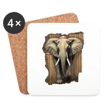 Éléphant - Dessous de verre (lot de 4) - blanc - Devant