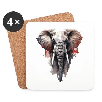 Elefant - Untersetzer (4er-Set) - Weiß - Vorne