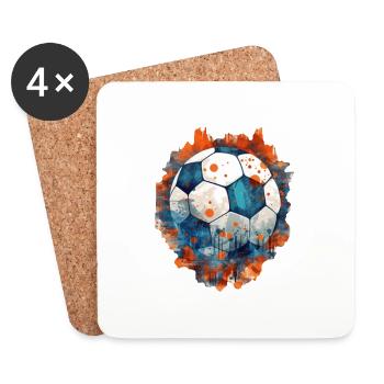 Ballon de football - Dessous de verre (lot de 4) - blanc - Devant