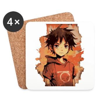 Anime Boy - Untersetzer (4er-Set) - Weiß - Vorne